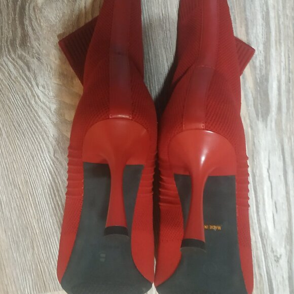 Pointed Toe Knit Stiletto Ankle Boots - Picture 4 of 8